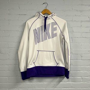 Nike Women's Medium White and Purple Therma-Fit Sweatshirt Hoodie